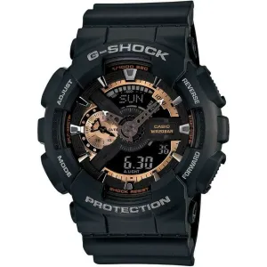 CASIO G-SHOCK ROSE GOLD SERIES DAY-DATE ANALOG DIAL BLACK UNISEX WATCH GA-110RG-1AJF
