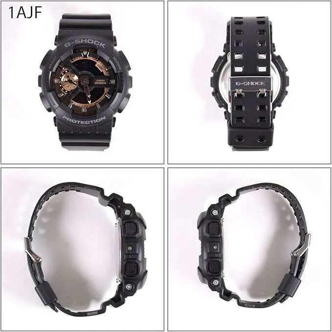 CASIO G-SHOCK ROSE GOLD SERIES DAY-DATE ANALOG DIAL BLACK UNISEX WATCH GA-110RG-1AJF
