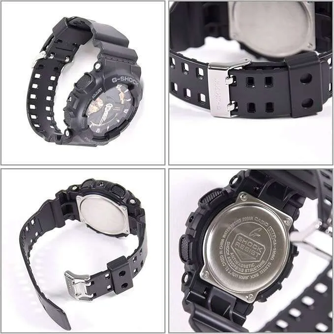 CASIO G-SHOCK ROSE GOLD SERIES DAY-DATE ANALOG DIAL BLACK UNISEX WATCH GA-110RG-1AJF