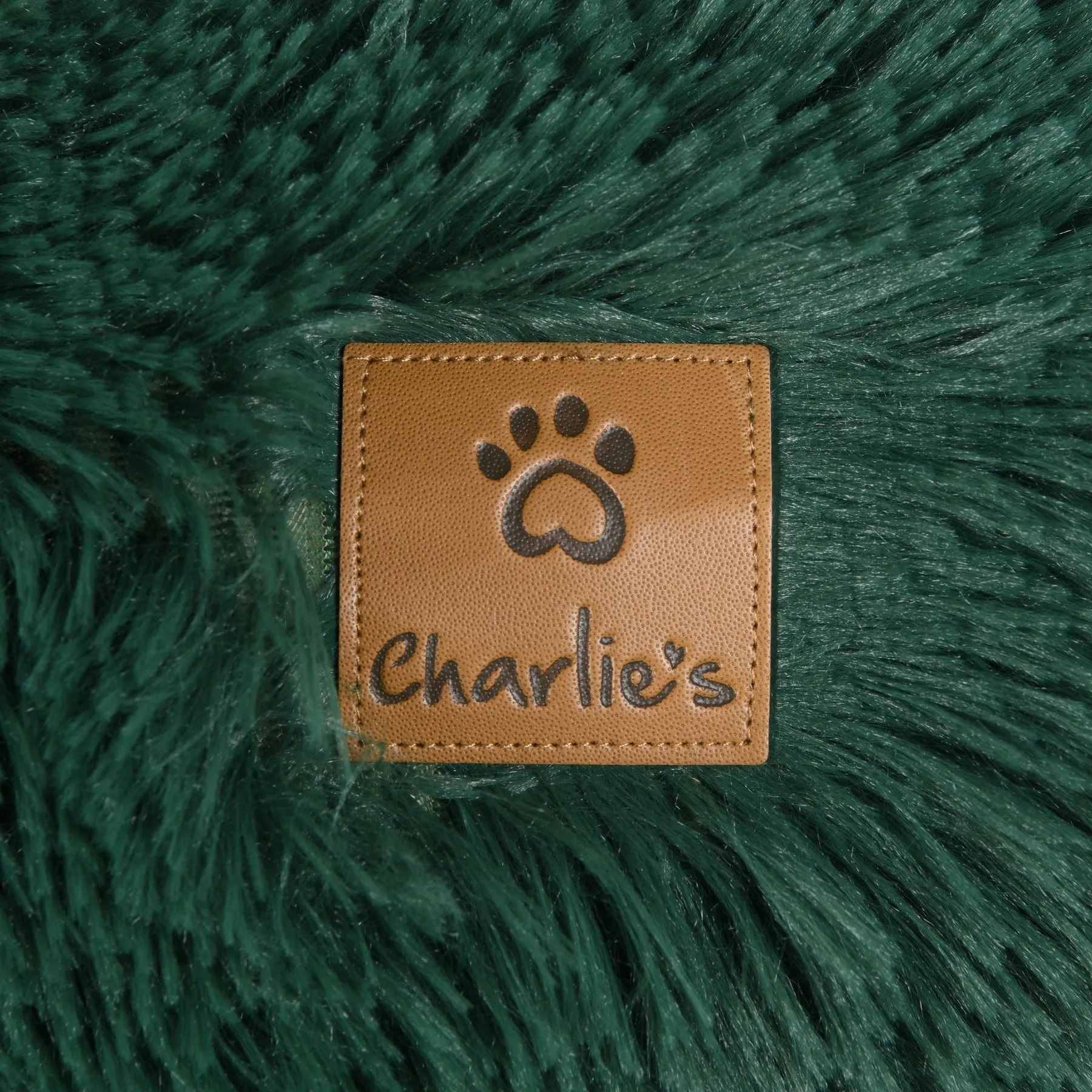 Charlie's Snookie Hooded Faux Fur Calming Dog Bed Eden Green Small