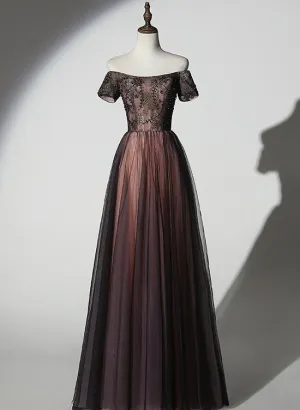 Charming Off the Shoulder Tulle New Style Party Dress, Long Party Gown