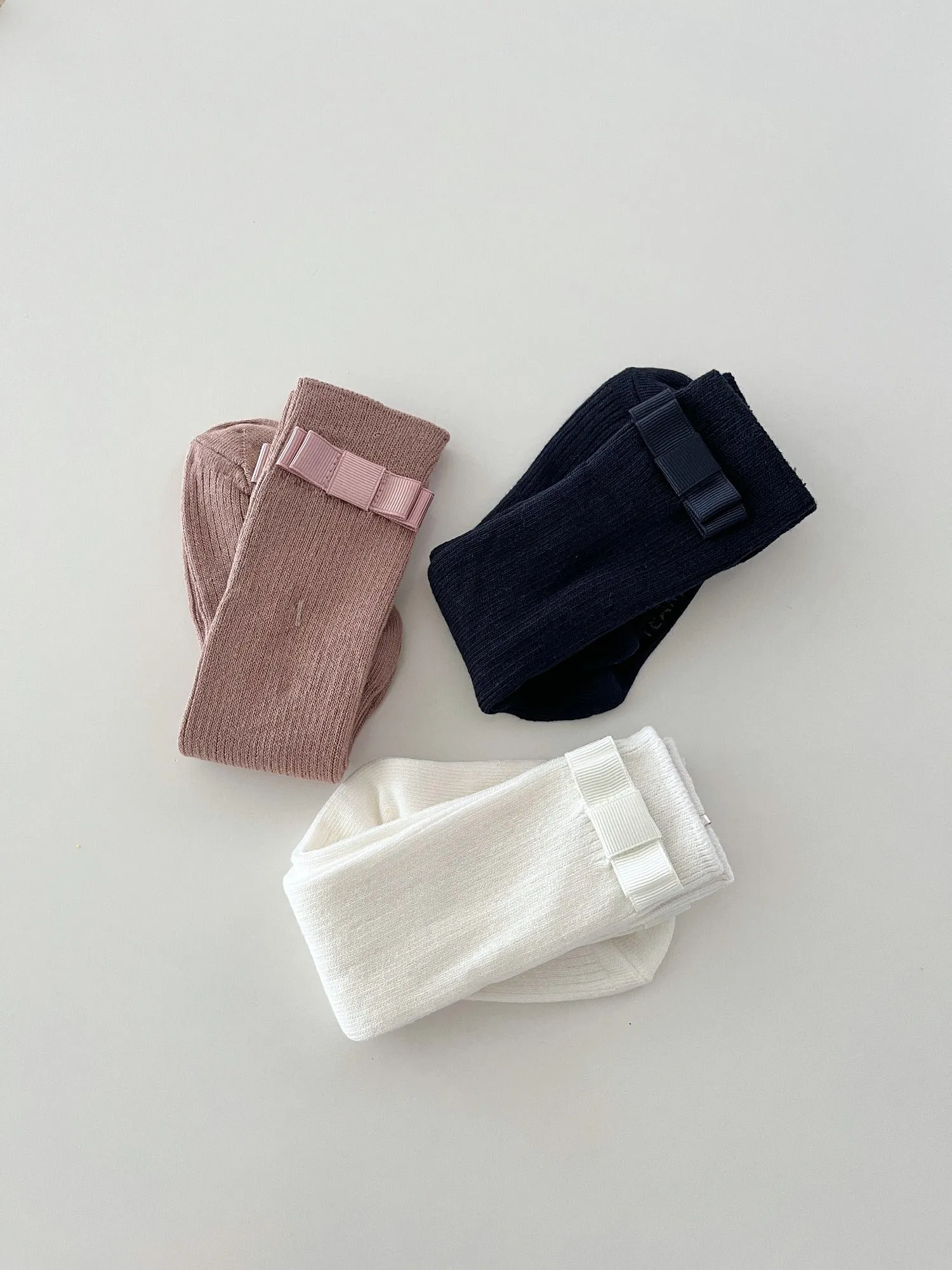 Classic Bow Knee Socks, Cream