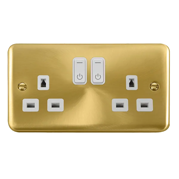 Click Deco Plus DPSB30536WH Ingot 13A 2G RF Smart Socket - Satin Brass (White)