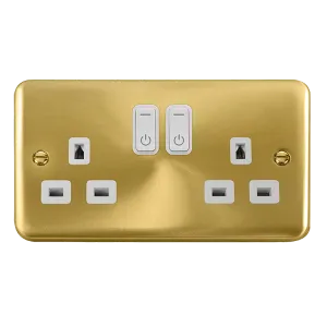 Click Deco Plus DPSB30536WH Ingot 13A 2G RF Smart Socket - Satin Brass (White)