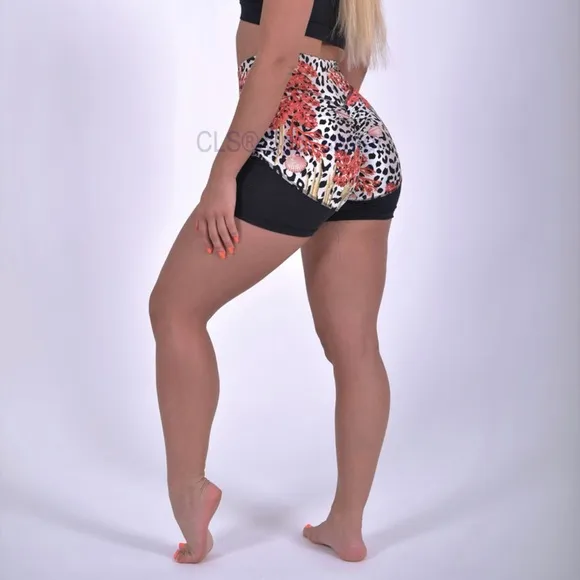 CLS | NC Elite Shape Wild Marine Leopard Amanda Top and Mesh Shorts Set Sz Small