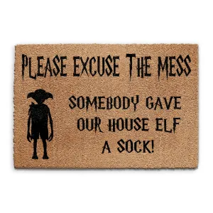 Coir Doormat - Funny Elf Excuse The Mess
