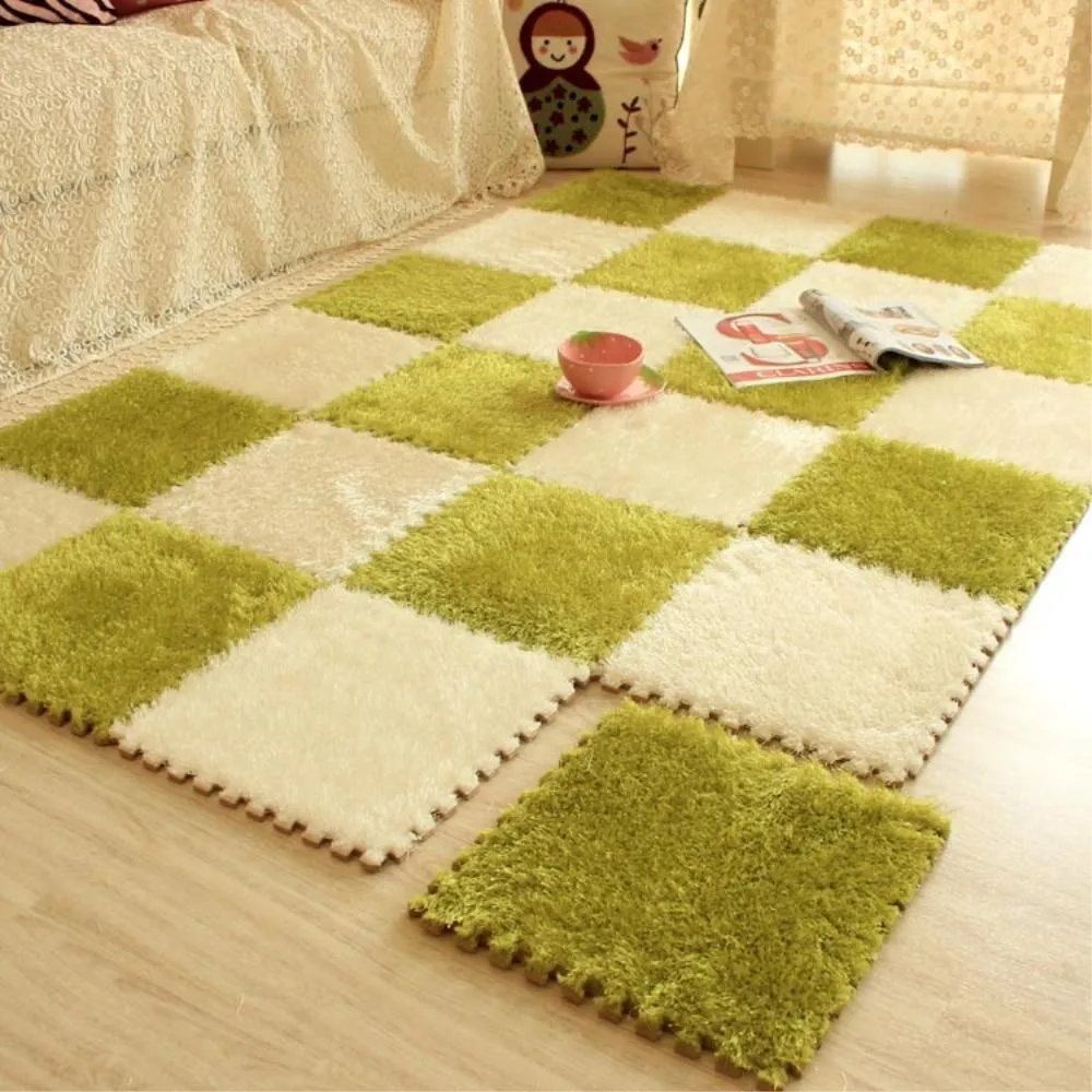 DIY Soft Plush No Slip Interlocking Shag Carpet Square
