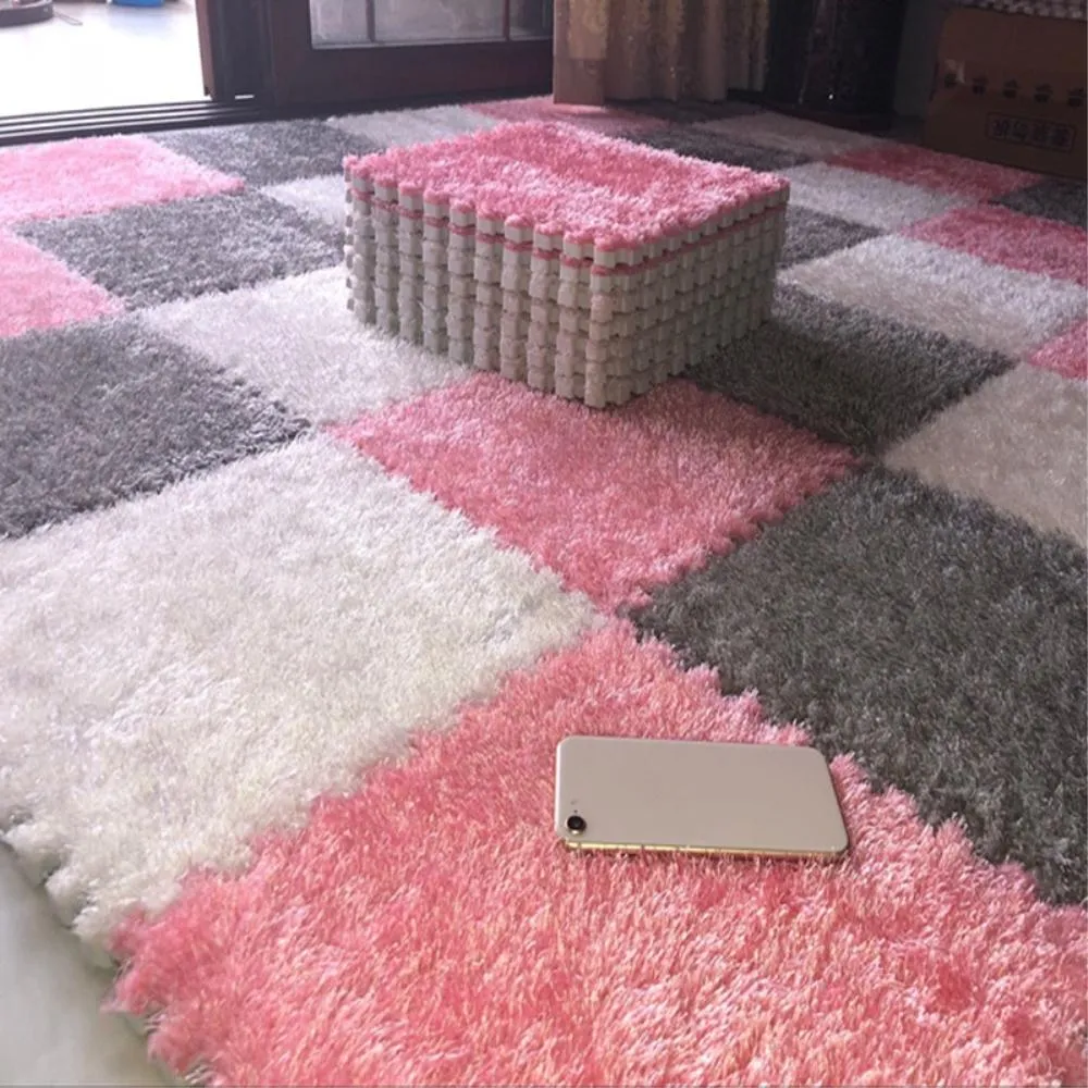 DIY Soft Plush No Slip Interlocking Shag Carpet Square