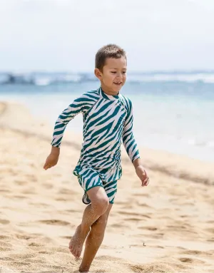 Electric Zebra Emerald Rash Top