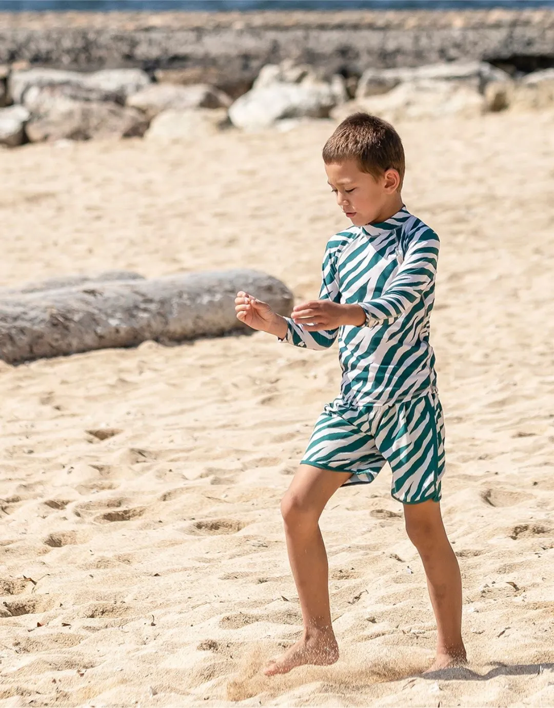 Electric Zebra Emerald Rash Top