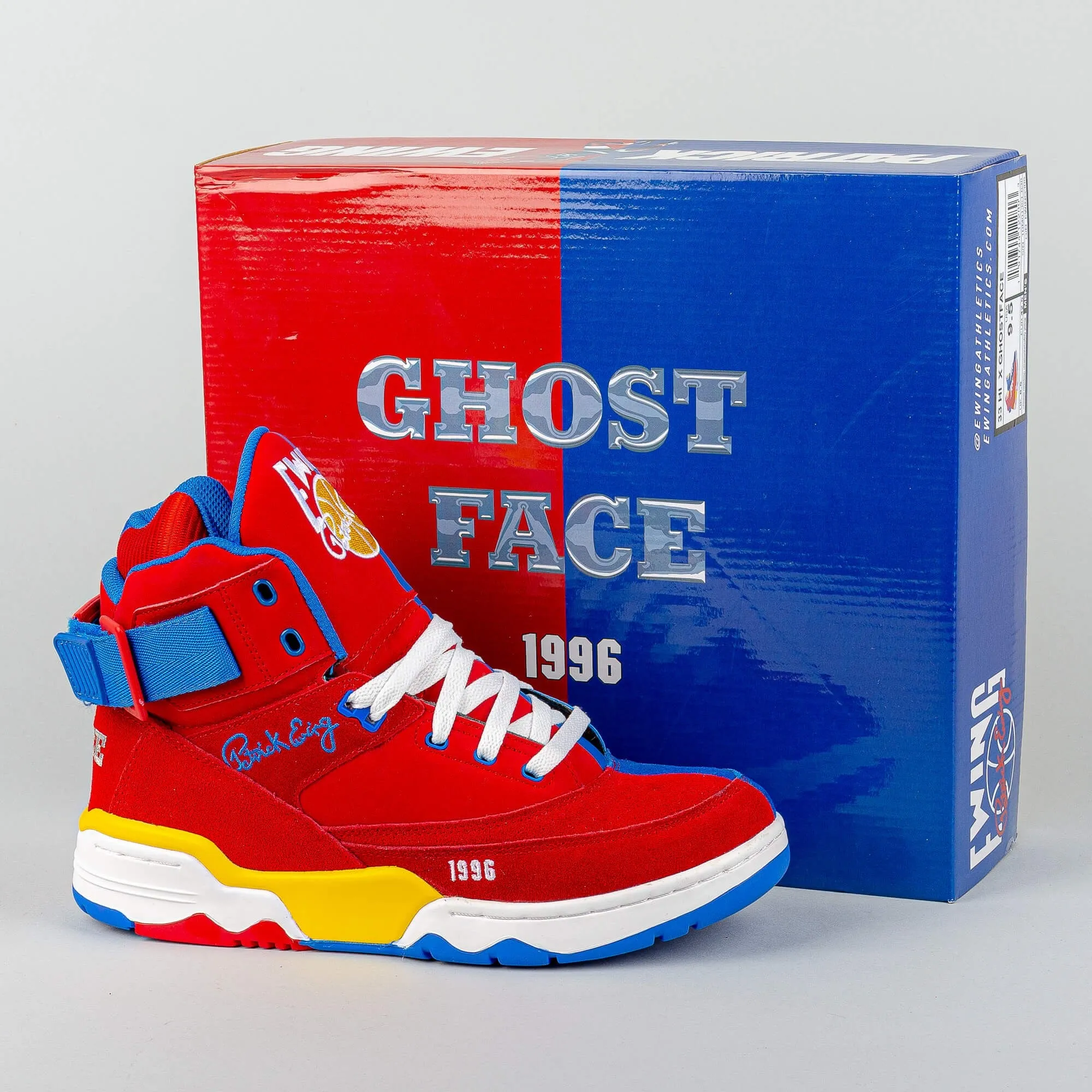 EWING 33 HI x GHOSTFACE KILLAH / IRONMAN 25th ANNIVERSARY - CHINESE RED/DEEP ULTRAMARINE/SAFETY YELLOW