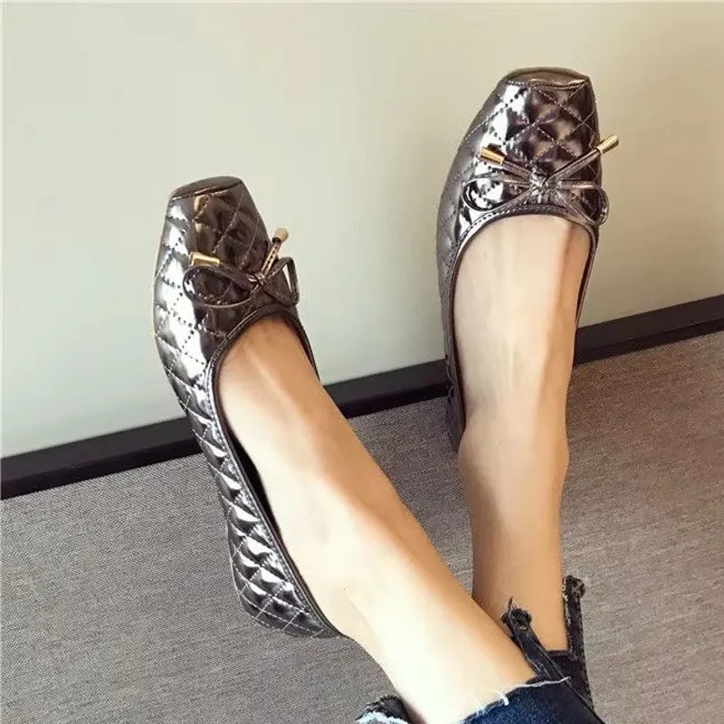 Fashion Ballet Flats Gold Soft Ladies Shoes