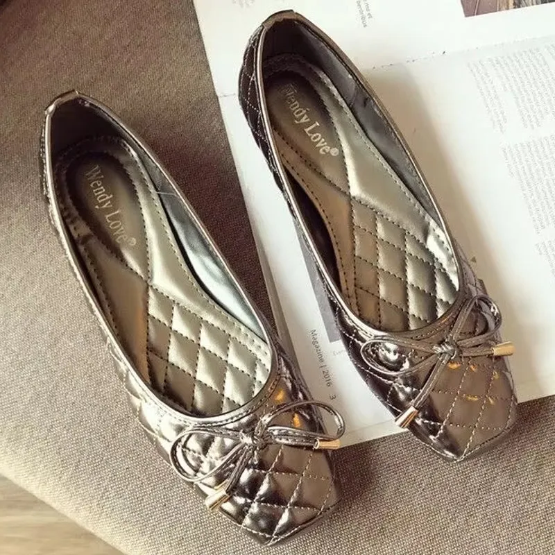 Fashion Ballet Flats Gold Soft Ladies Shoes