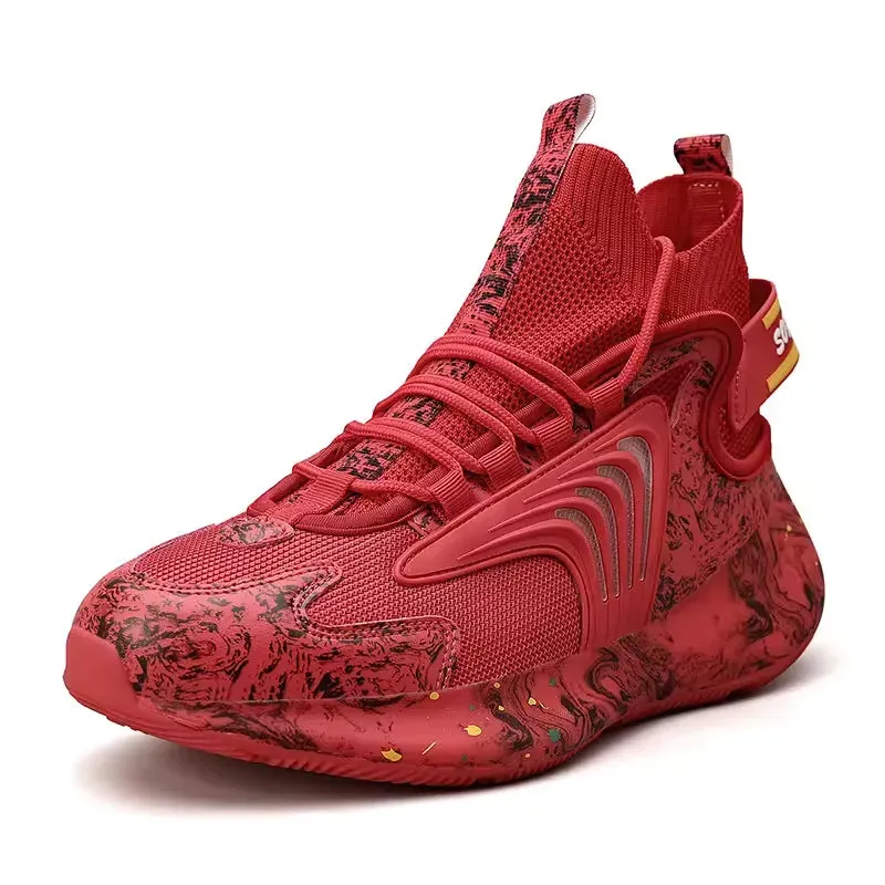 Fashiontrend Men Walking Shoes High Top Lace-up Casual Men Sneakers Antislip Light-weight