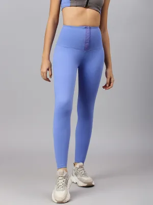Fitkin Women's Blue Front Hooks Tummy Shaper Tights