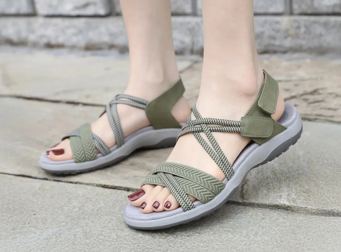 FitVille Women's Criss Cross Strap Sandals