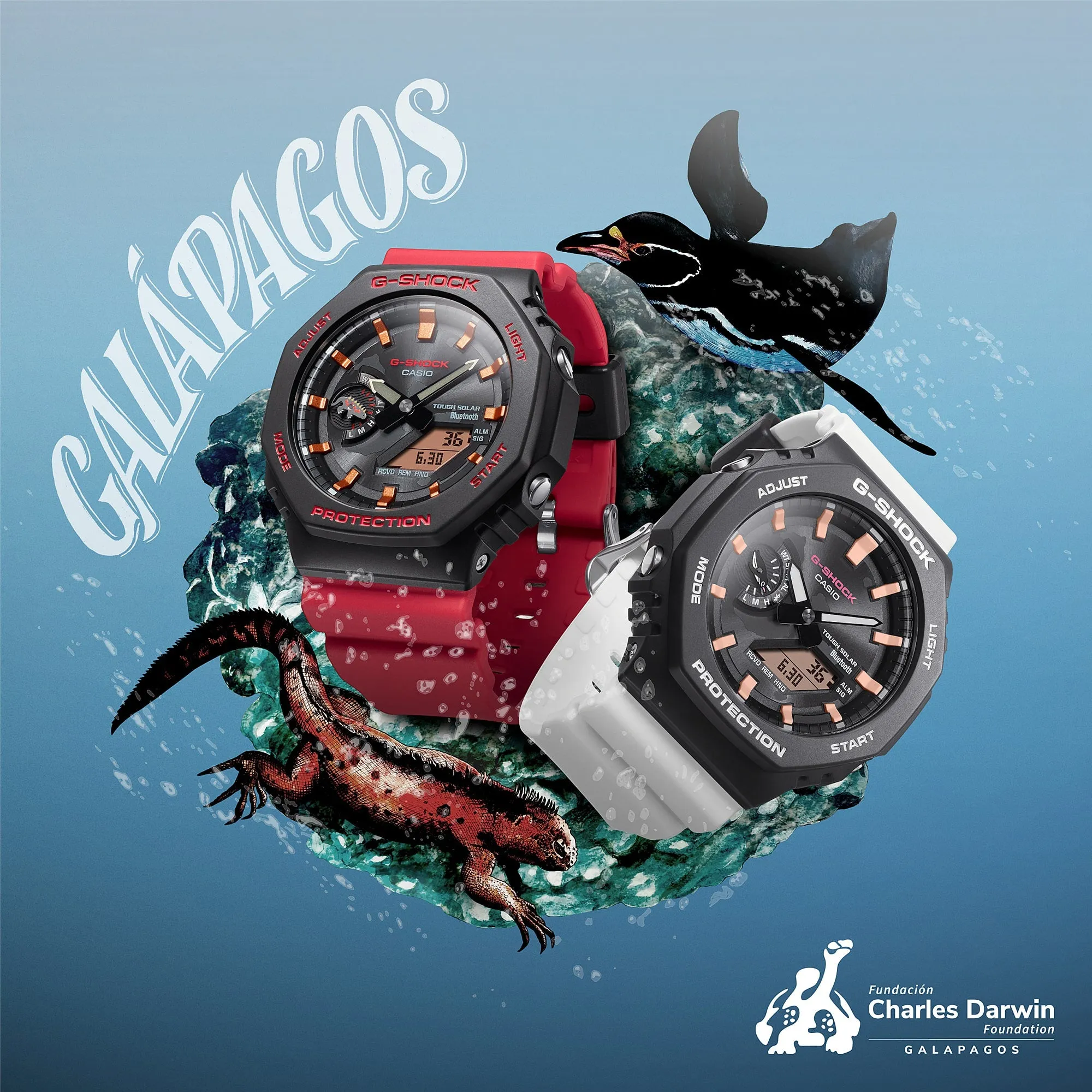 G-Shock Charles Darwin Foundation Galápagos Marine Iguana Black Red Tough Solar Watch GAB2100CD1A4