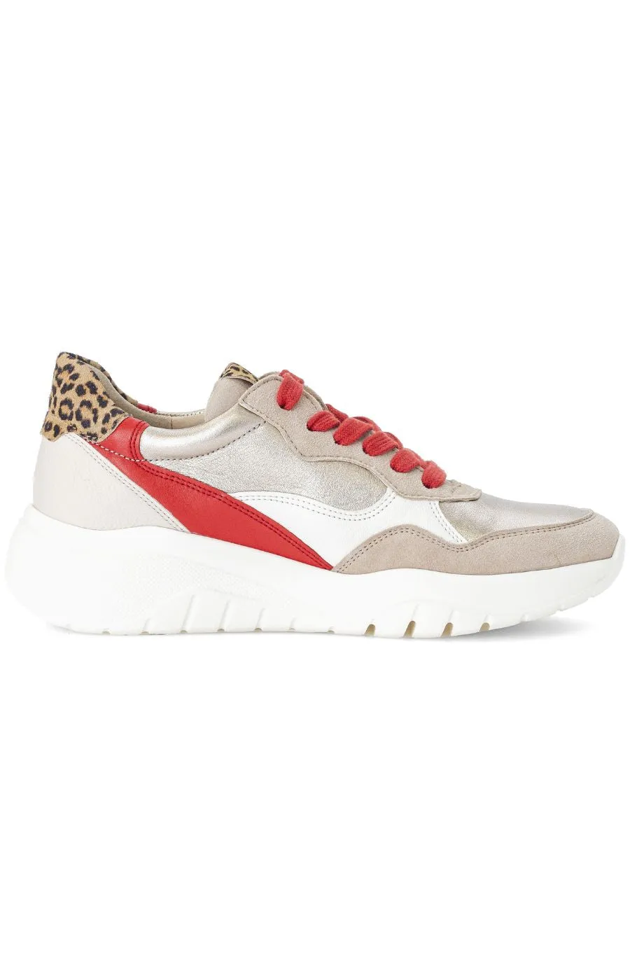 Gabor Beige Trainer with Red Leopard