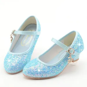 Girls High Heels Children's Leather Shoes Party Dresses Performance Children's Shoes