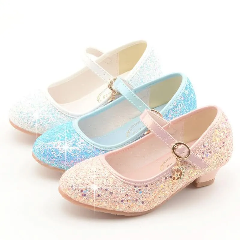 Girls High Heels Children's Leather Shoes Party Dresses Performance Children's Shoes