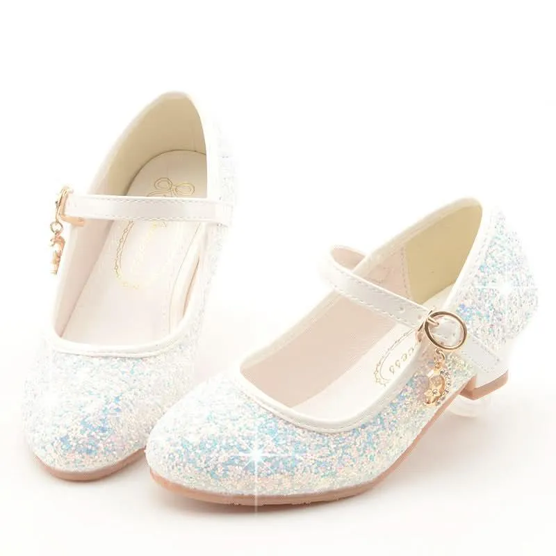 Girls High Heels Children's Leather Shoes Party Dresses Performance Children's Shoes