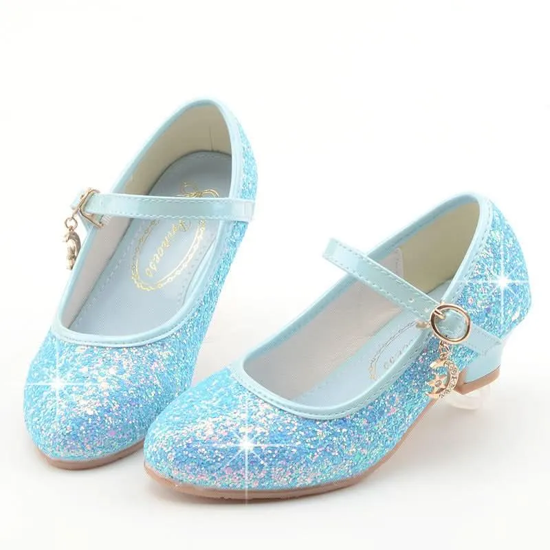 Girls High Heels Children's Leather Shoes Party Dresses Performance Children's Shoes
