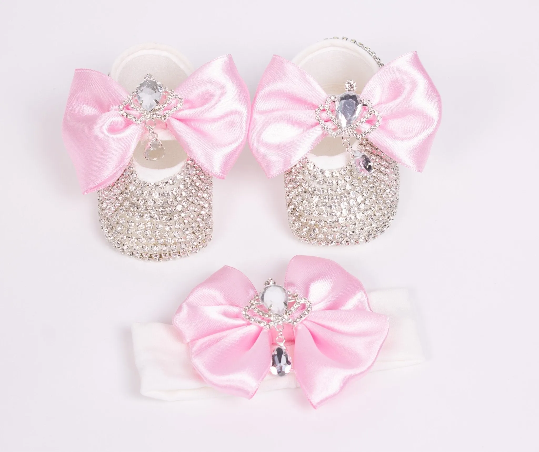 Girls Silver Crown Shoes with HeadBand