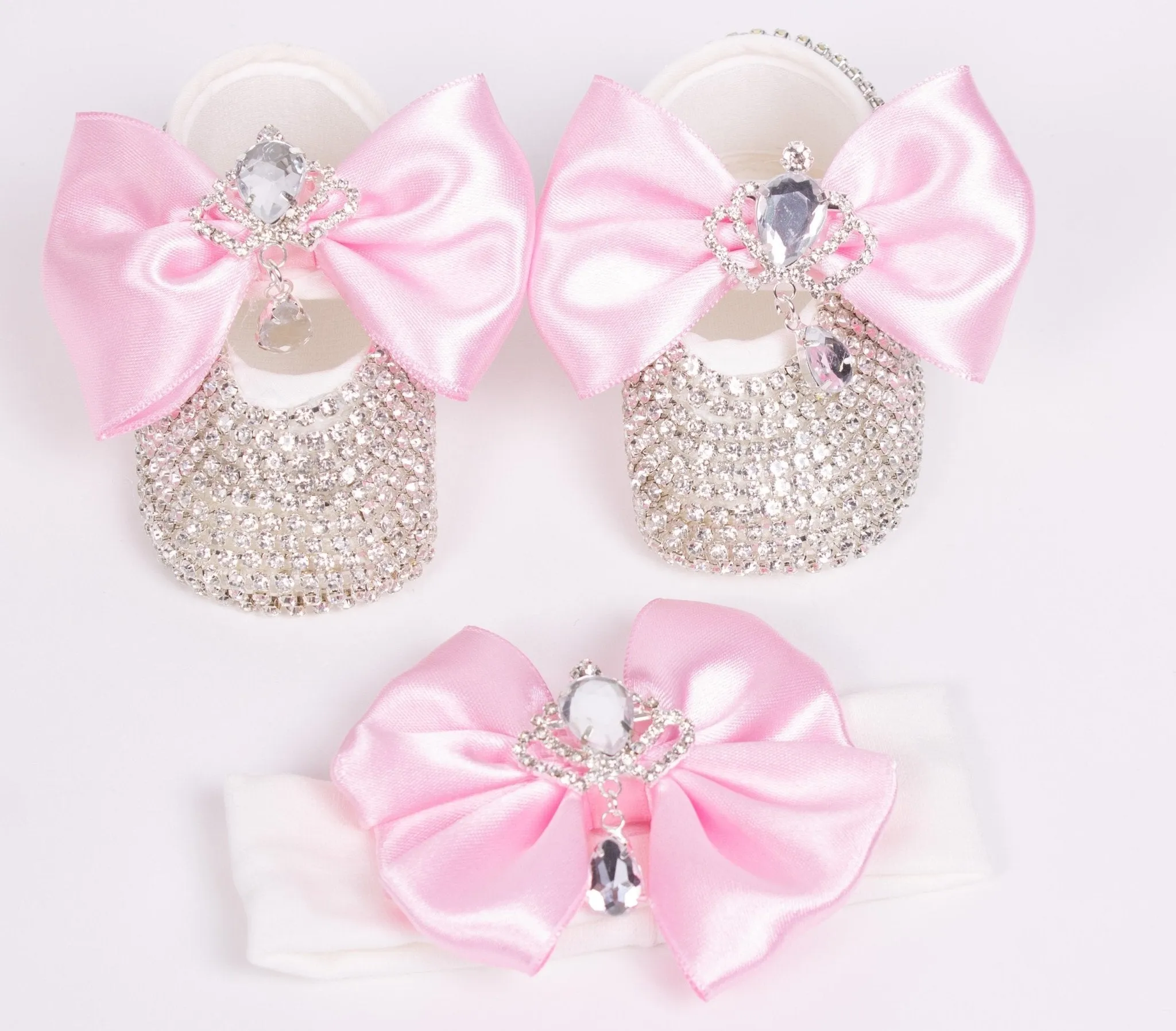 Girls Silver Crown Shoes with HeadBand