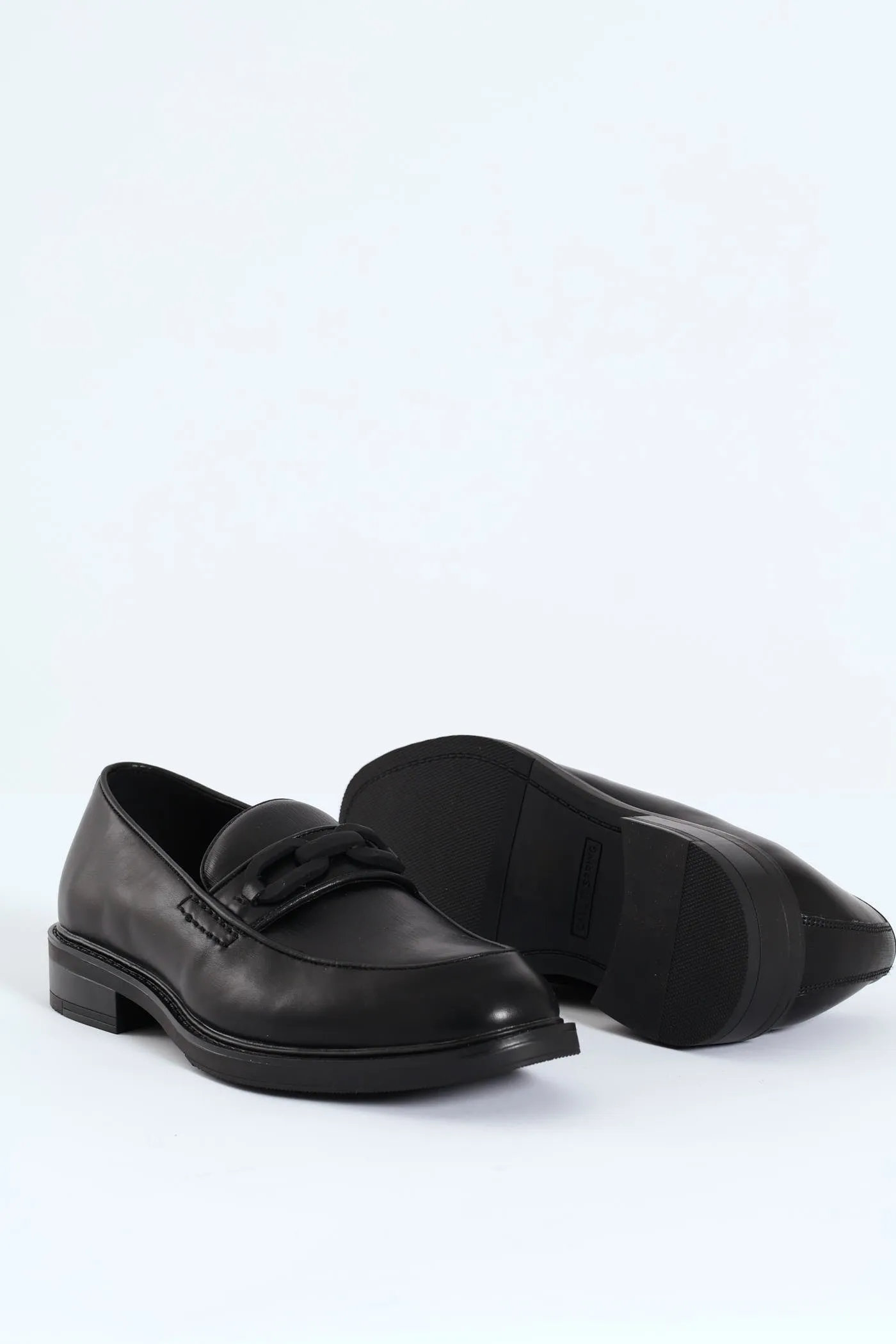 Hatton Metal Trim Heeled Slip In Loafer - Black