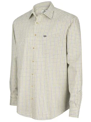 HOGGS OF FIFE Inverness Cotton Tattersall Shirt - Mens - Navy/Olive Check