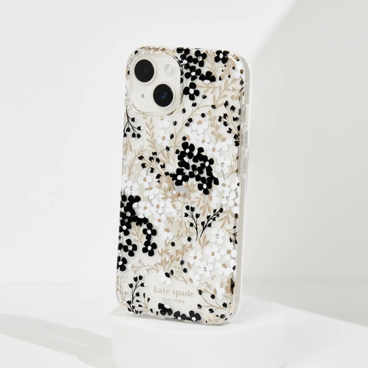 iPhone 15 Plus/14 Plus Kate Spade Protective Hardshell MagSafe Case - Black/White (Multi Floral)