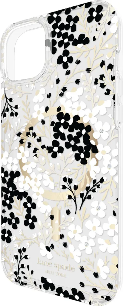 iPhone 15 Plus/14 Plus Kate Spade Protective Hardshell MagSafe Case - Black/White (Multi Floral)