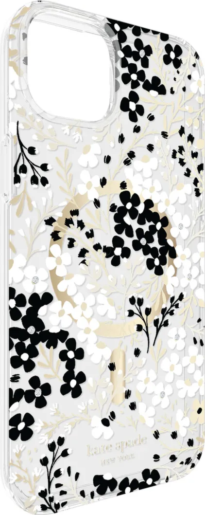 iPhone 15 Plus/14 Plus Kate Spade Protective Hardshell MagSafe Case - Black/White (Multi Floral)
