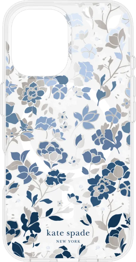 iPhone 16 Kate Spade Protective Prints MagSafe Case - Flowerbed Blue