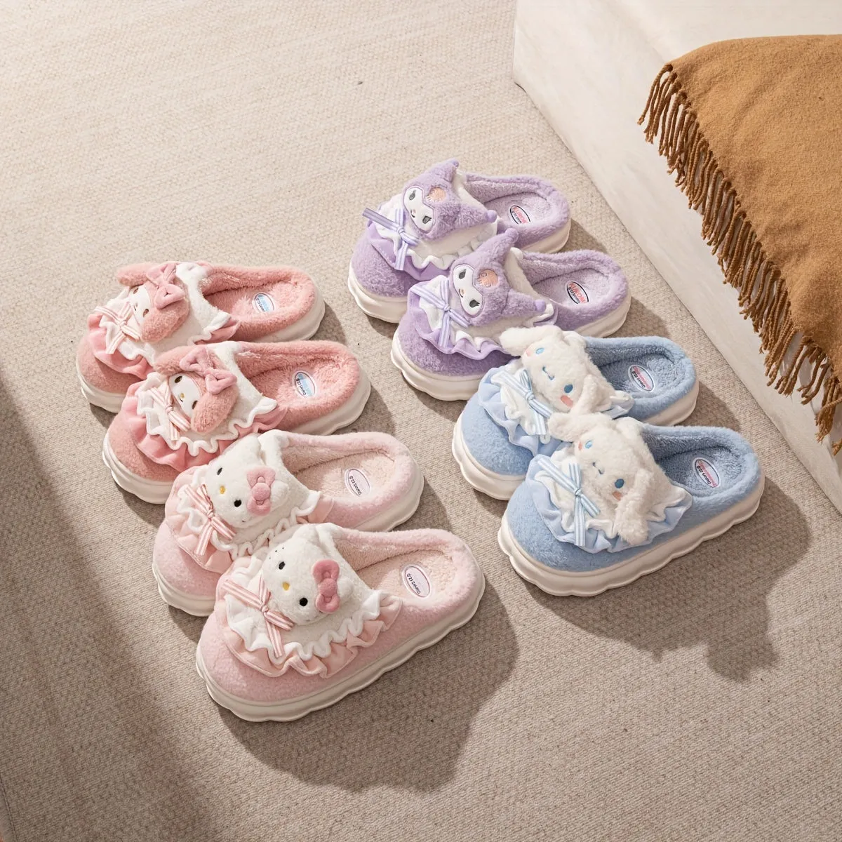 Jade - Cartoon Pluizige Pantoffels, Antislip Slaapkamer Slippers