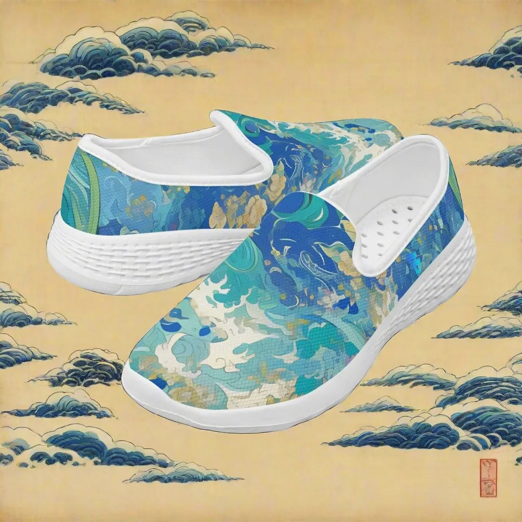 Kanagawa Waves Women's Slip-On Mesh Running Shoes
