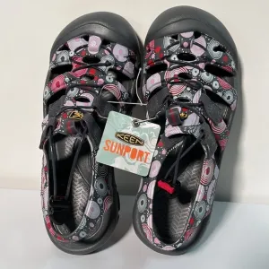 KEEN SUNPORT NWT Youth Girls Barberry Swirl Bungee Tie Waterproof Sandal Beach 6