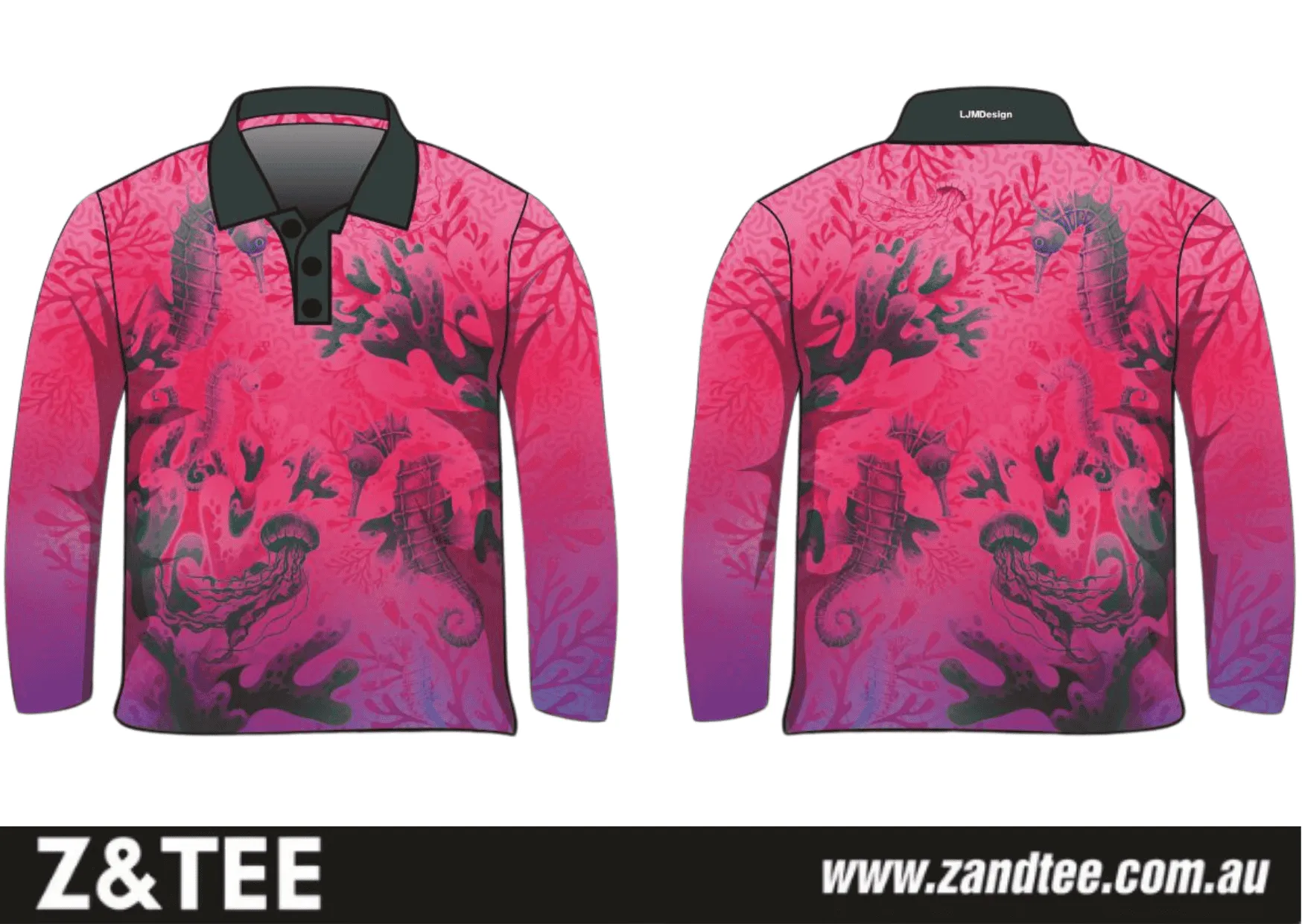 Kids | Seahorse Sanctuary Ombre Pink Fishing Shirt ★Pre-Order★