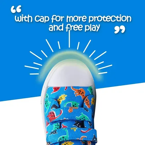 Kids Sneakers Boy and Girl Canvas Shoes Colorful Dinosaur- KKOMFORME