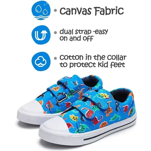 Kids Sneakers Boy and Girl Canvas Shoes Colorful Dinosaur- KKOMFORME