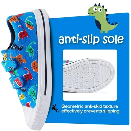 Kids Sneakers Boy and Girl Canvas Shoes Colorful Dinosaur- KKOMFORME