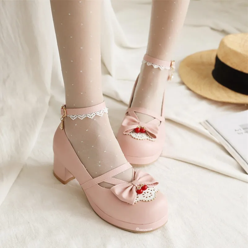 Lace Flower Lolita Bow Shoes