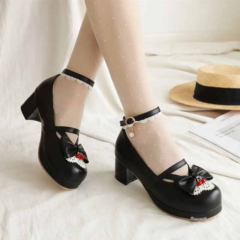 Lace Flower Lolita Bow Shoes