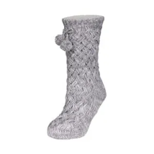 Laska Two-tone Acrylic Knit Slipper Sock