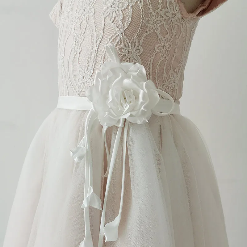 Lovely Pink Tulle Lace Flower Girl Dresses, Cute Flower Girl Dress