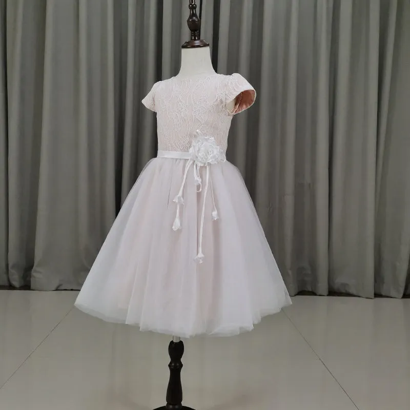 Lovely Pink Tulle Lace Flower Girl Dresses, Cute Flower Girl Dress