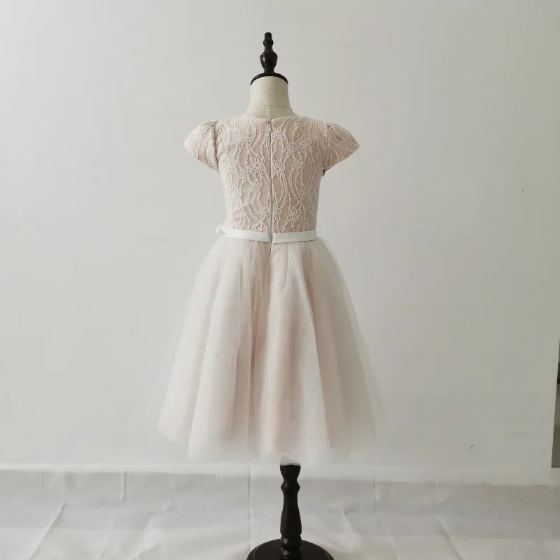 Lovely Pink Tulle Lace Flower Girl Dresses, Cute Flower Girl Dress