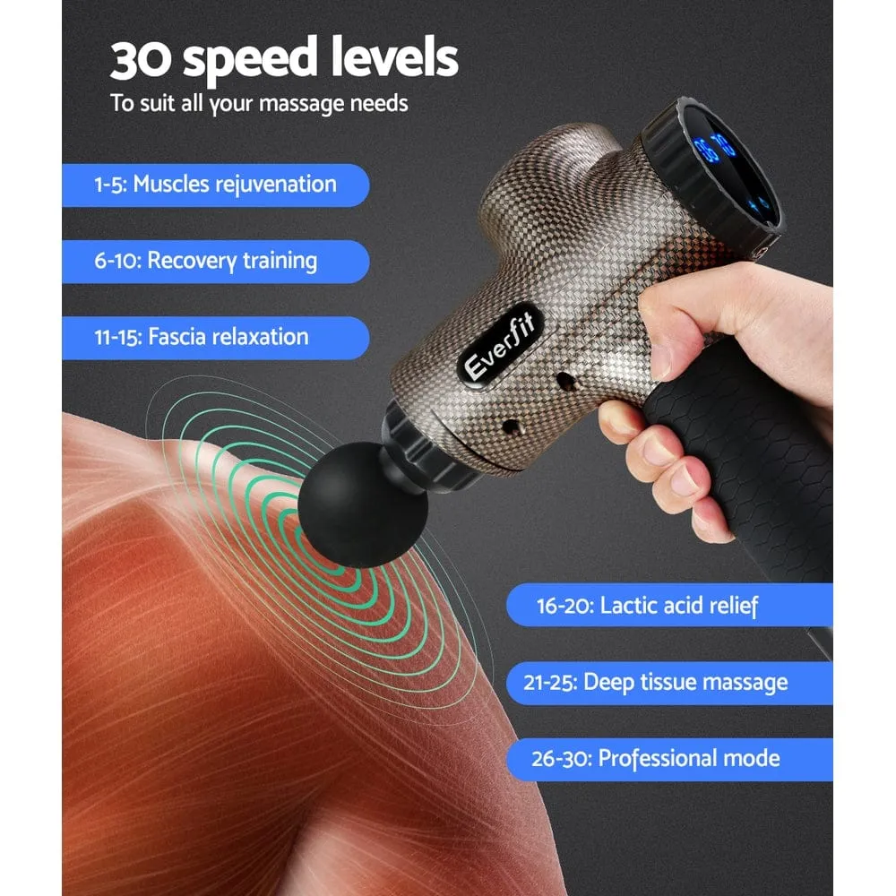 Massage Gun 6 Heads LCD Electric Massager - Black & Gold [ONLINE ONLY]