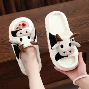 Maud - Schattige Koe Ontwerp Pantoffels, Antislip Dikke Zool Huissloffen