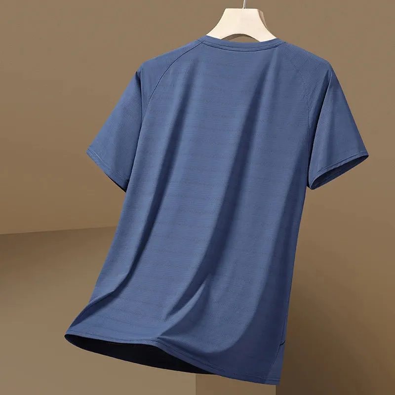 Men's Quick Dry Sport T-Shirt - Short Sleeve Summer Tee in White/Black, Oversized Fit